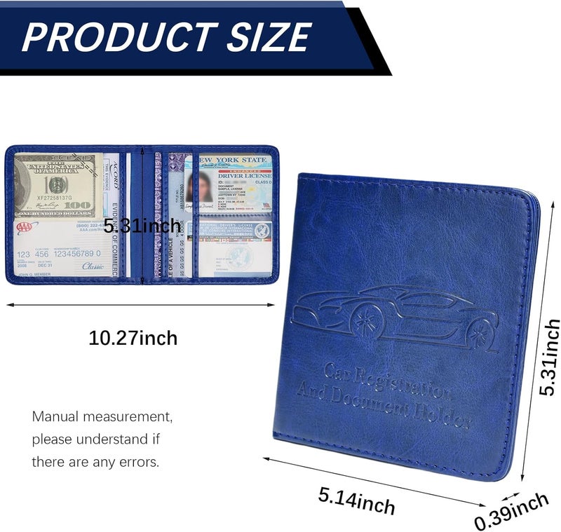Peisicne 2-Pack Car Registration and Insurance Holder, Car Organization Vehicle Document Organizer with Magnetic Closure for Cards, License in Glove Box, Dark Blue - Image 5